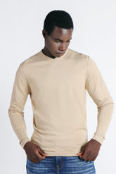 MAGLIA SCOLLO A V BASIC BEIGE